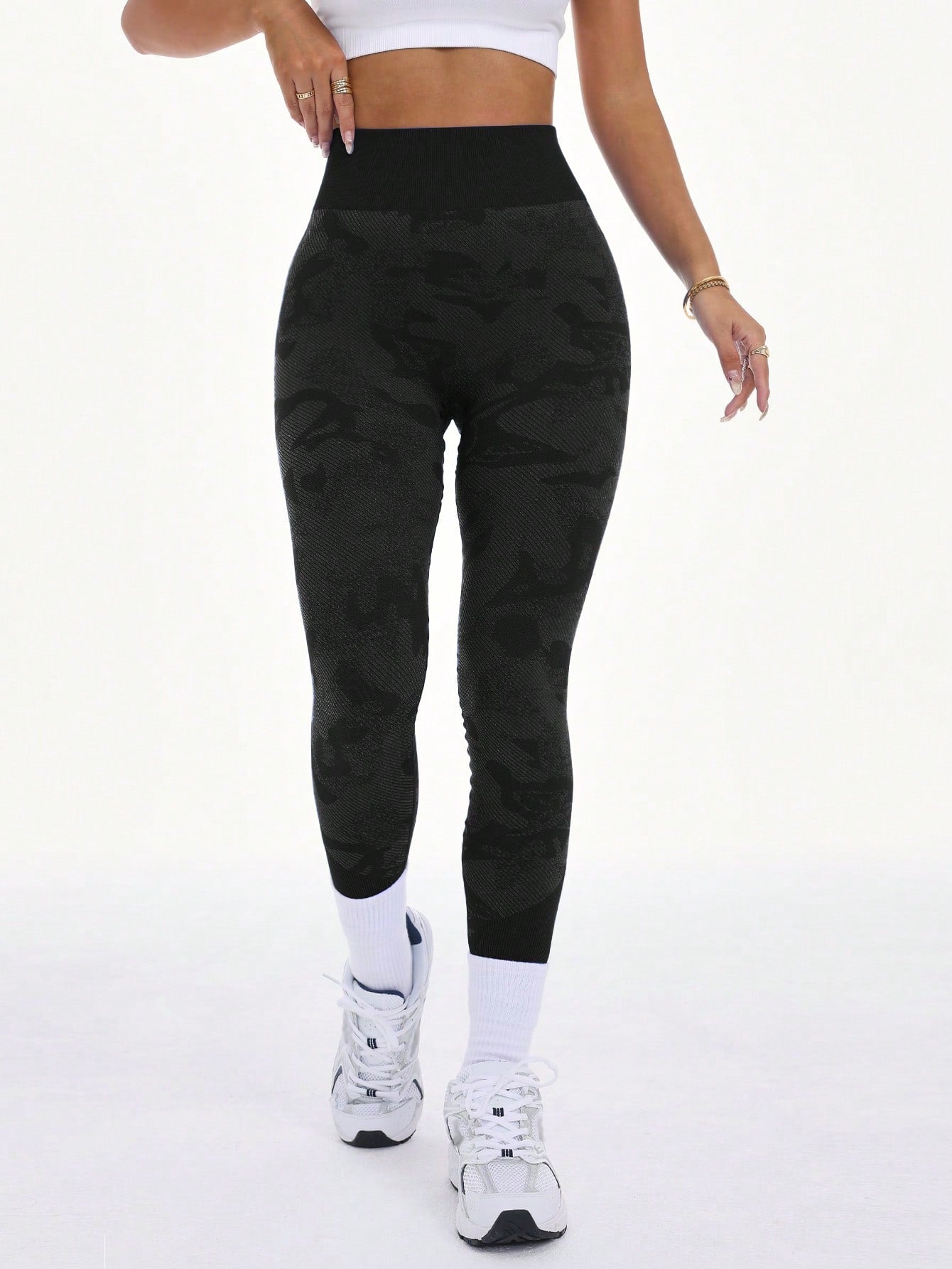 Legging Fitness Texturizada Com Padronagem Camuflada