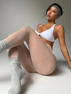 Legging Fitness Superficie Aveludada Cintura Alta