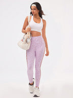 Legging Seamless Cintura Alta Com Trama Orgânica E Vazados