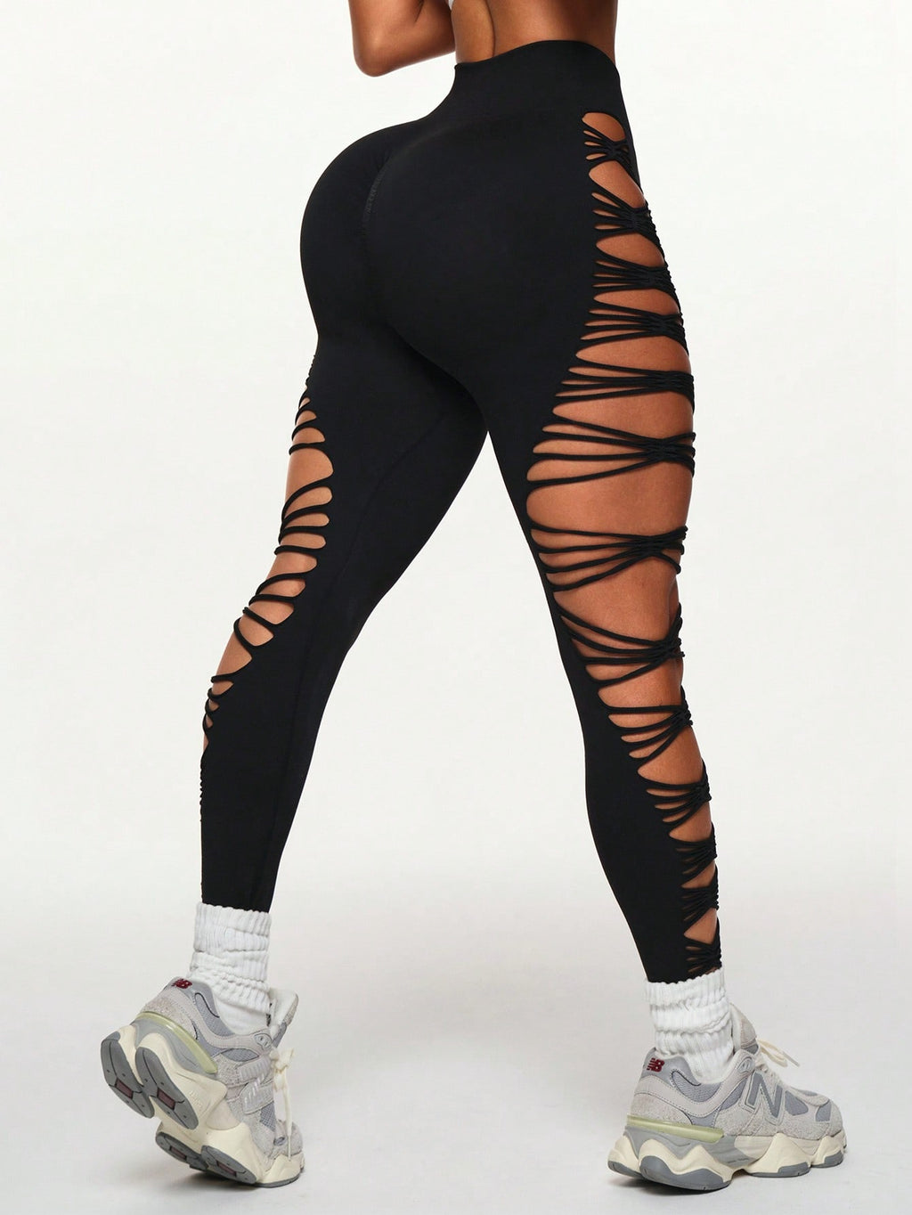 Legging Cintura Alta Com Recortes Entrelaçados Laterais