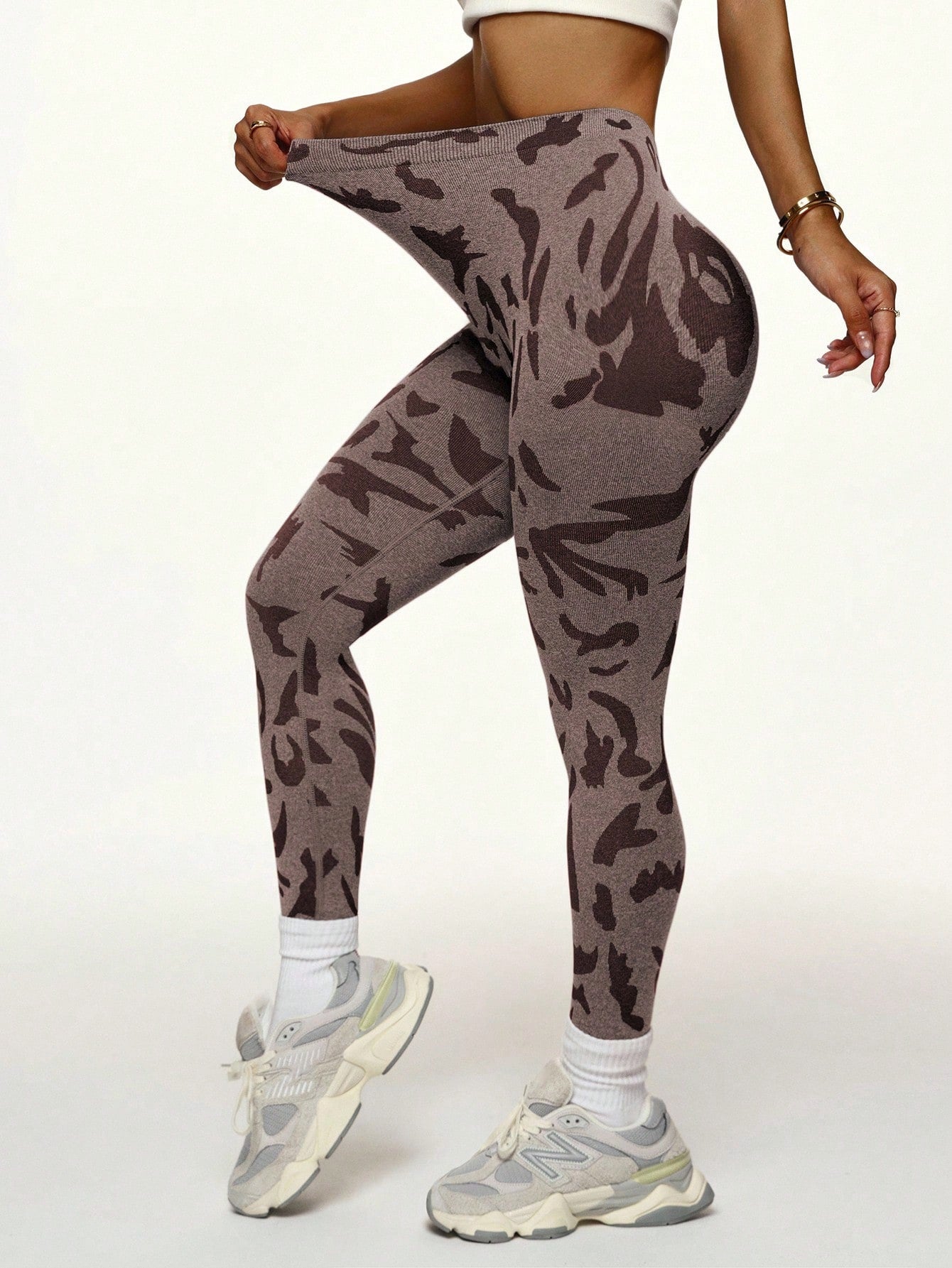 Legging Fitness Texturizada Com Estampa Orgânica