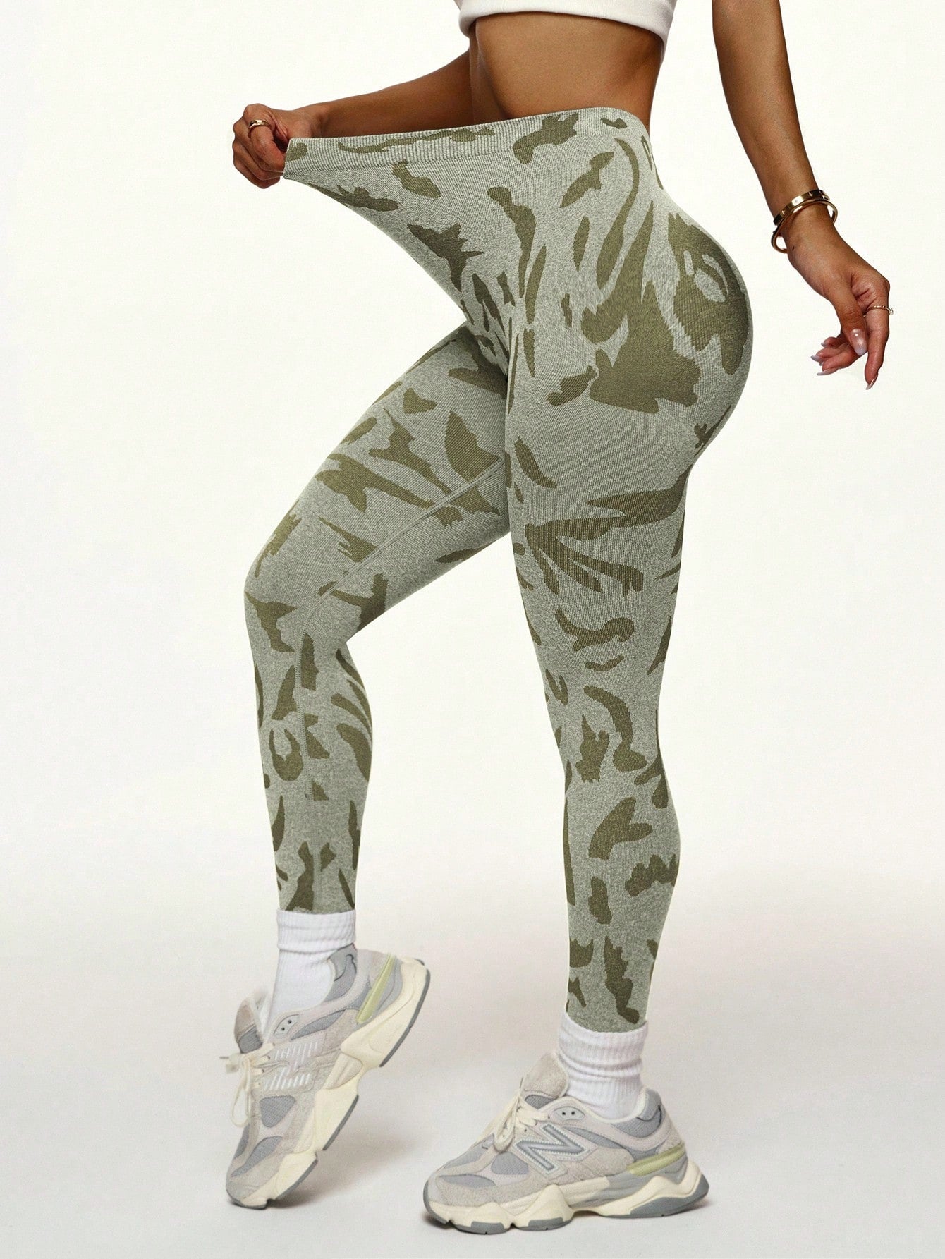 Legging Fitness Texturizada Com Estampa Orgânica