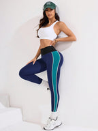Legging Fitness Cintura Alta Com Listras Verticais Laterais