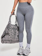 Legging Fitness Mesclada Com Faixa Lateral Integrada