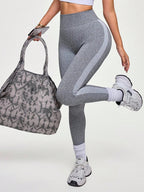 Legging Fitness Mesclada Com Faixa Lateral Integrada