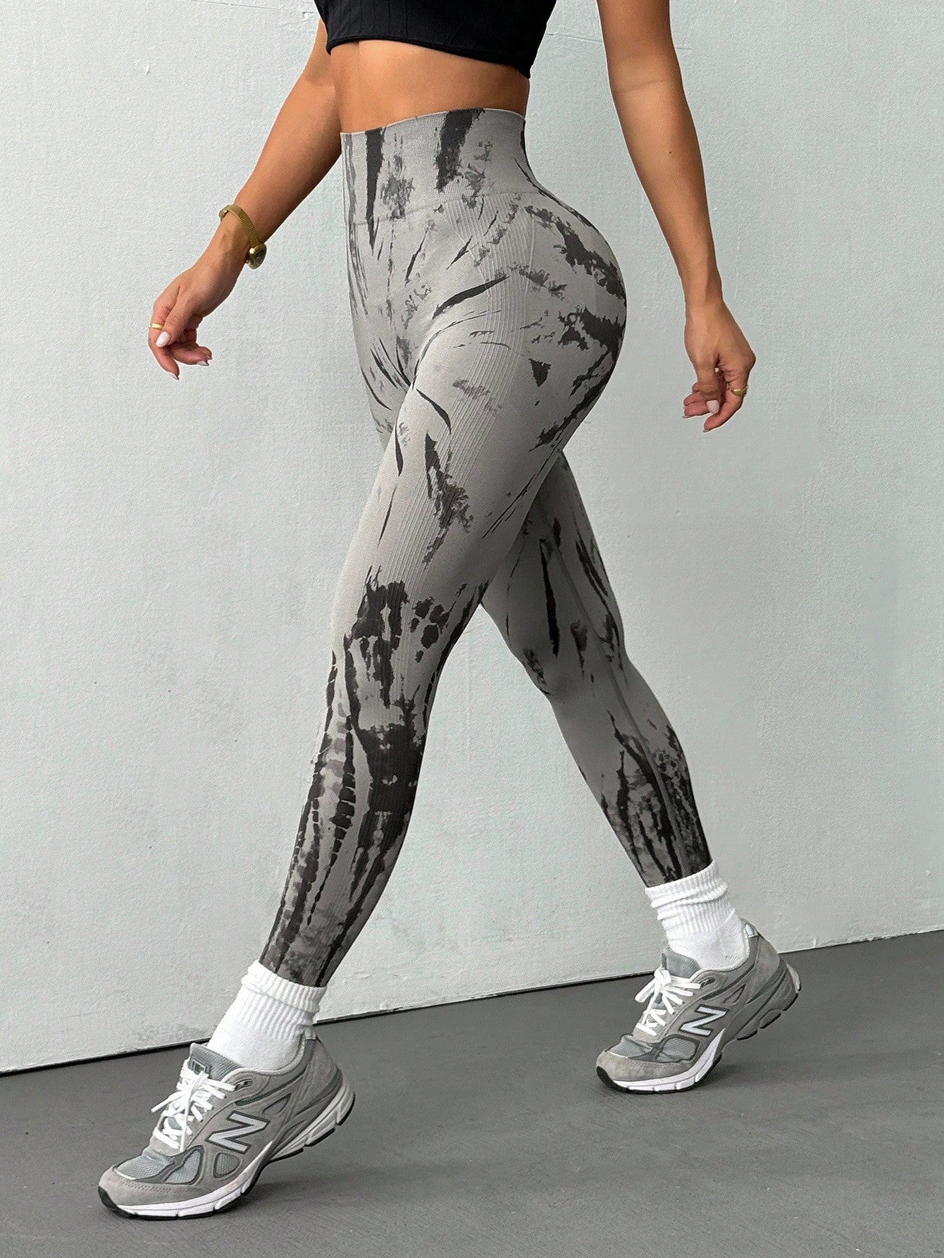 Legging Fitness Estampa Abstrata Cintura Alta Ajuste Justo