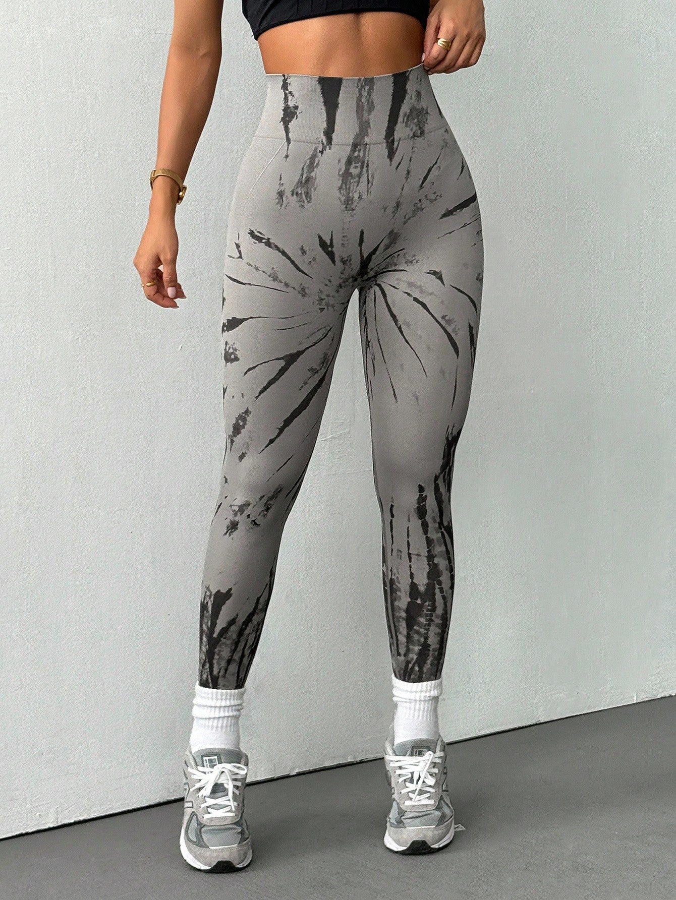Legging Fitness Estampa Abstrata Cintura Alta Ajuste Justo