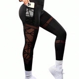 Legging Cintura Alta Com Bolso Funcional E Recortes Em Tela