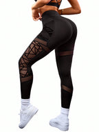 Legging Cintura Alta Com Bolso Funcional E Recortes Em Tela