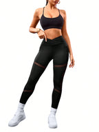 Legging Cintura Alta Com Bolso Funcional E Recortes Em Tela