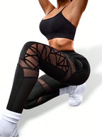 Legging Cintura Alta Com Bolso Funcional E Recortes Em Tela