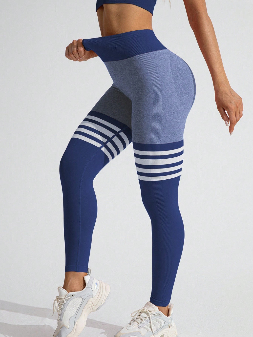 Legging Seamless Cintura Alta Com Faixas De Contorno