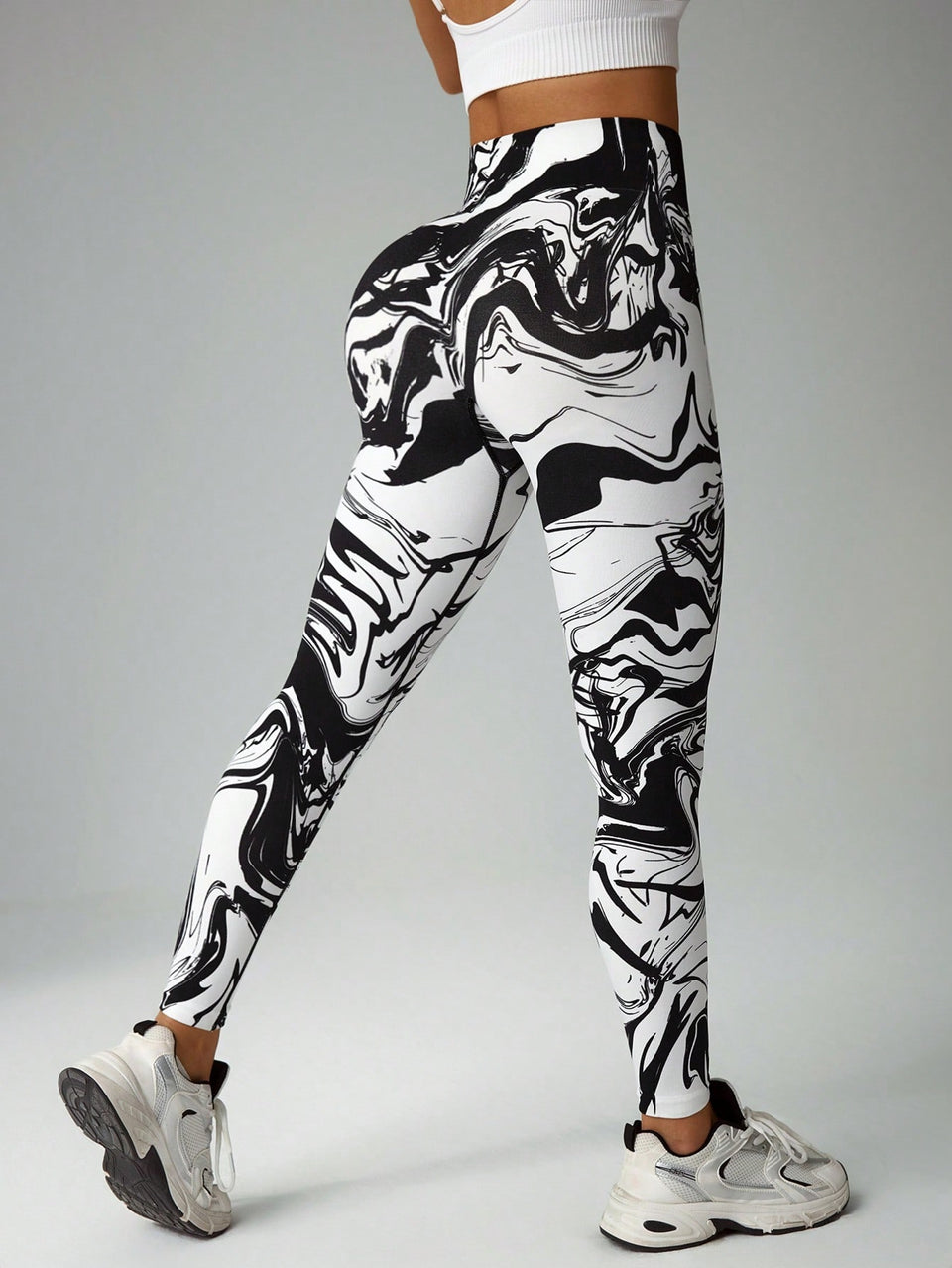 Legging Fitness Estampa Abstrata Modelagem Justa