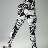 Legging Fitness Estampa Abstrata Modelagem Justa