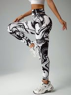 Legging Fitness Estampa Abstrata Modelagem Justa
