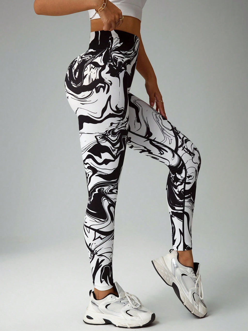 Legging Fitness Estampa Abstrata Modelagem Justa