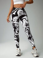 Legging Fitness Estampa Abstrata Modelagem Justa