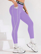 Legging Fitness Cintura Alta Bolso Lateral Recortes Lineares