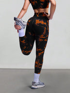 Legging Cintura Alta Com Grafismo Dinâmico Fitness