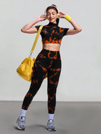 Legging Cintura Alta Com Grafismo Dinâmico Fitness