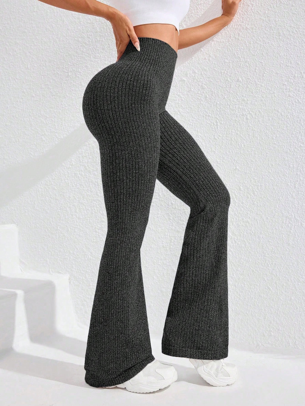 Legging Seamless Cintura Alta Canelada Com Compressão