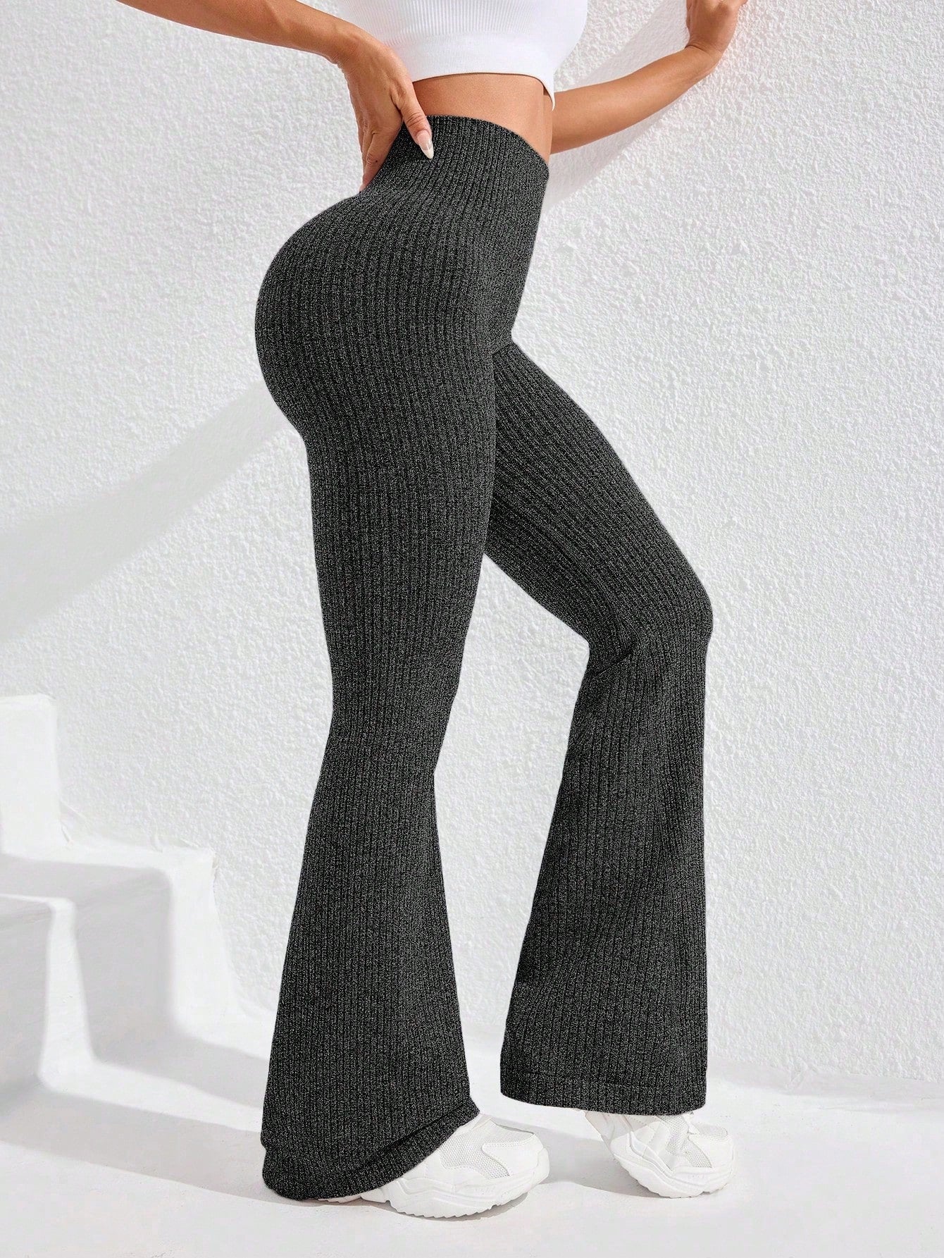 Legging Seamless Cintura Alta Canelada Com Compressão