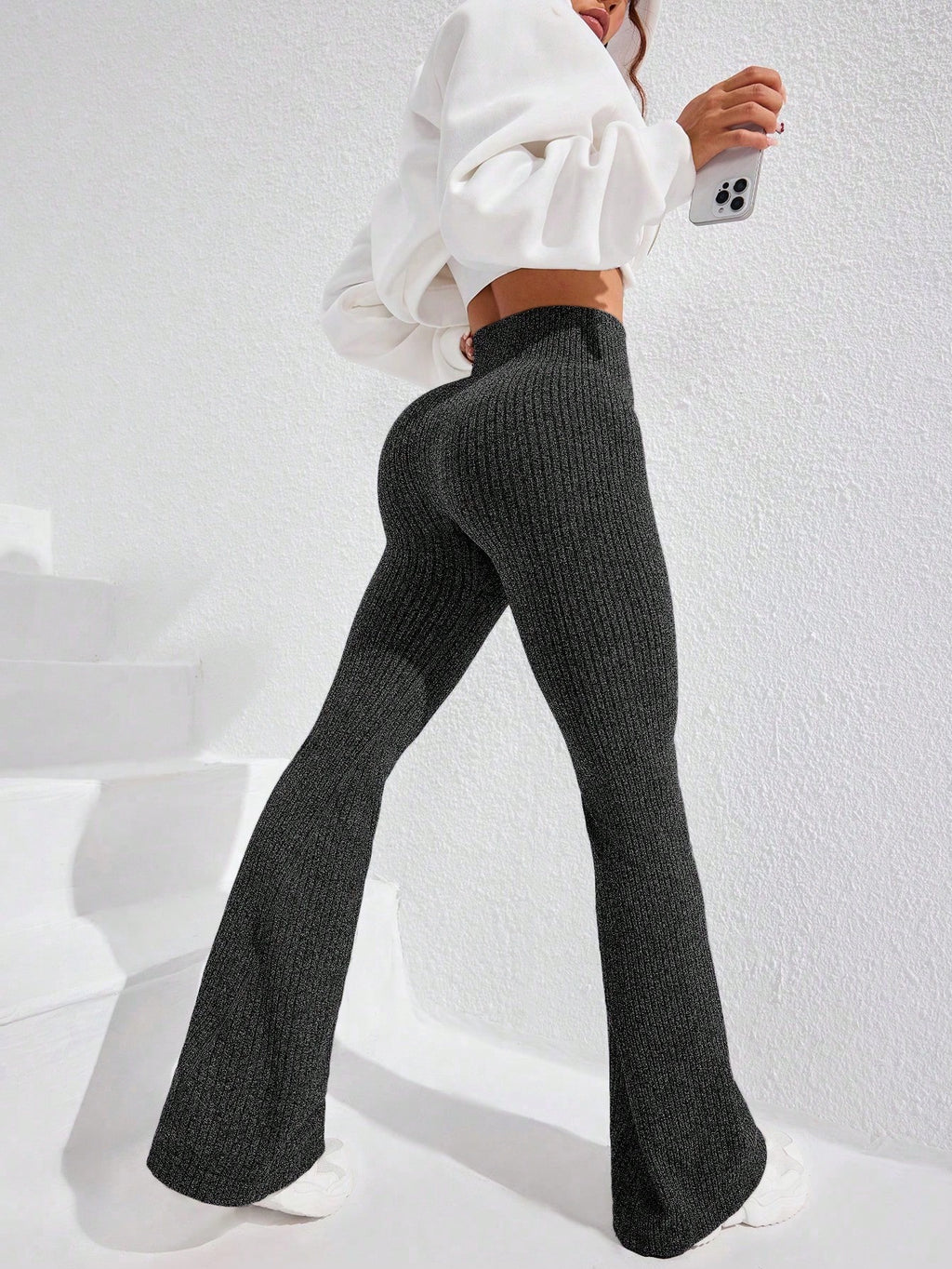 Legging Seamless Cintura Alta Canelada Com Compressão