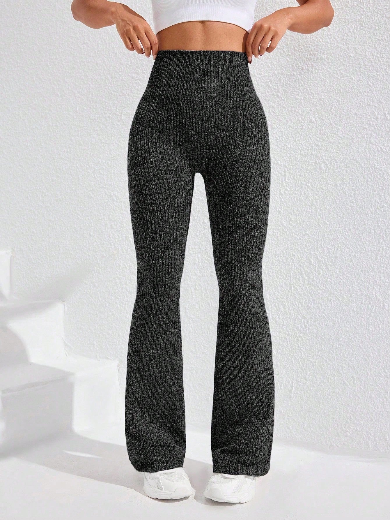 Legging Seamless Cintura Alta Canelada Com Compressão