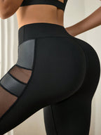 Legging Cintura Alta Com Painéis Em Tule