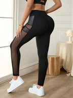 Legging Cintura Alta Com Painéis Em Tule