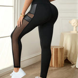 Legging Cintura Alta Com Painéis Em Tule