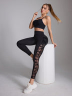 Legging Cintura Alta Com Recortes Geométricos Laterais