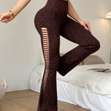 Legging Flare Seamless Estampada Com Amarração Lateral