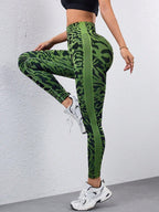 Legging Seamless Cintura Alta Com Grafismo Esportivo