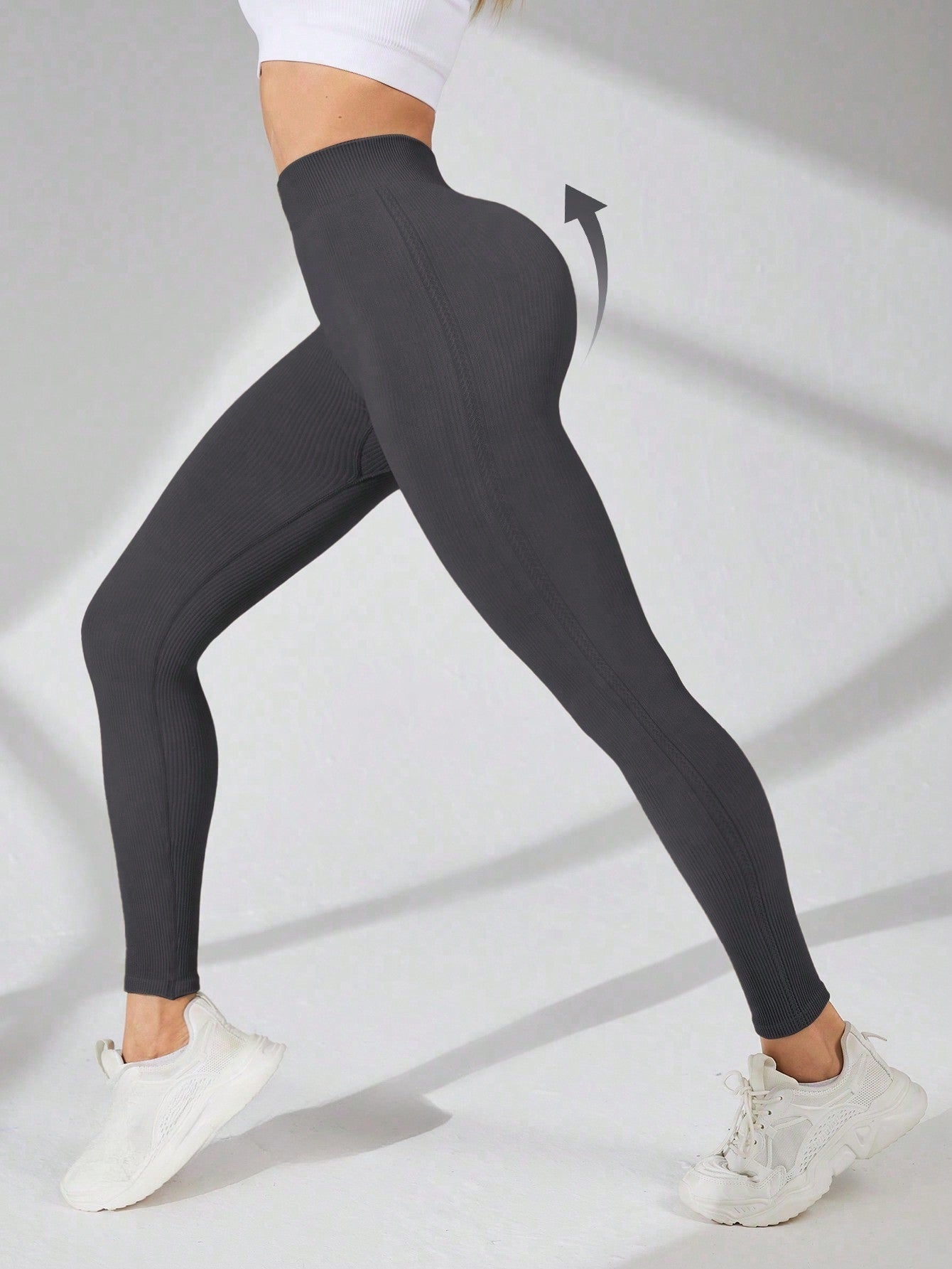 Legging Fitness Canelada Cintura Alta Não Transparente