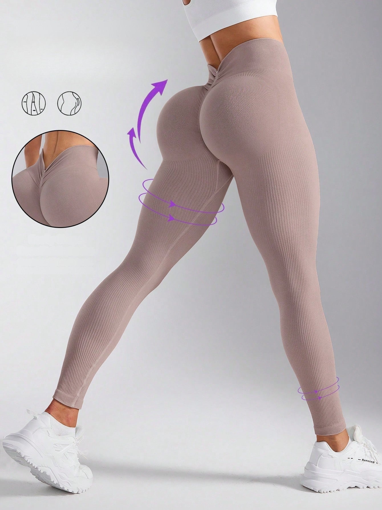 Legging Fitness Sem Costura Tecido De Trama Aparente