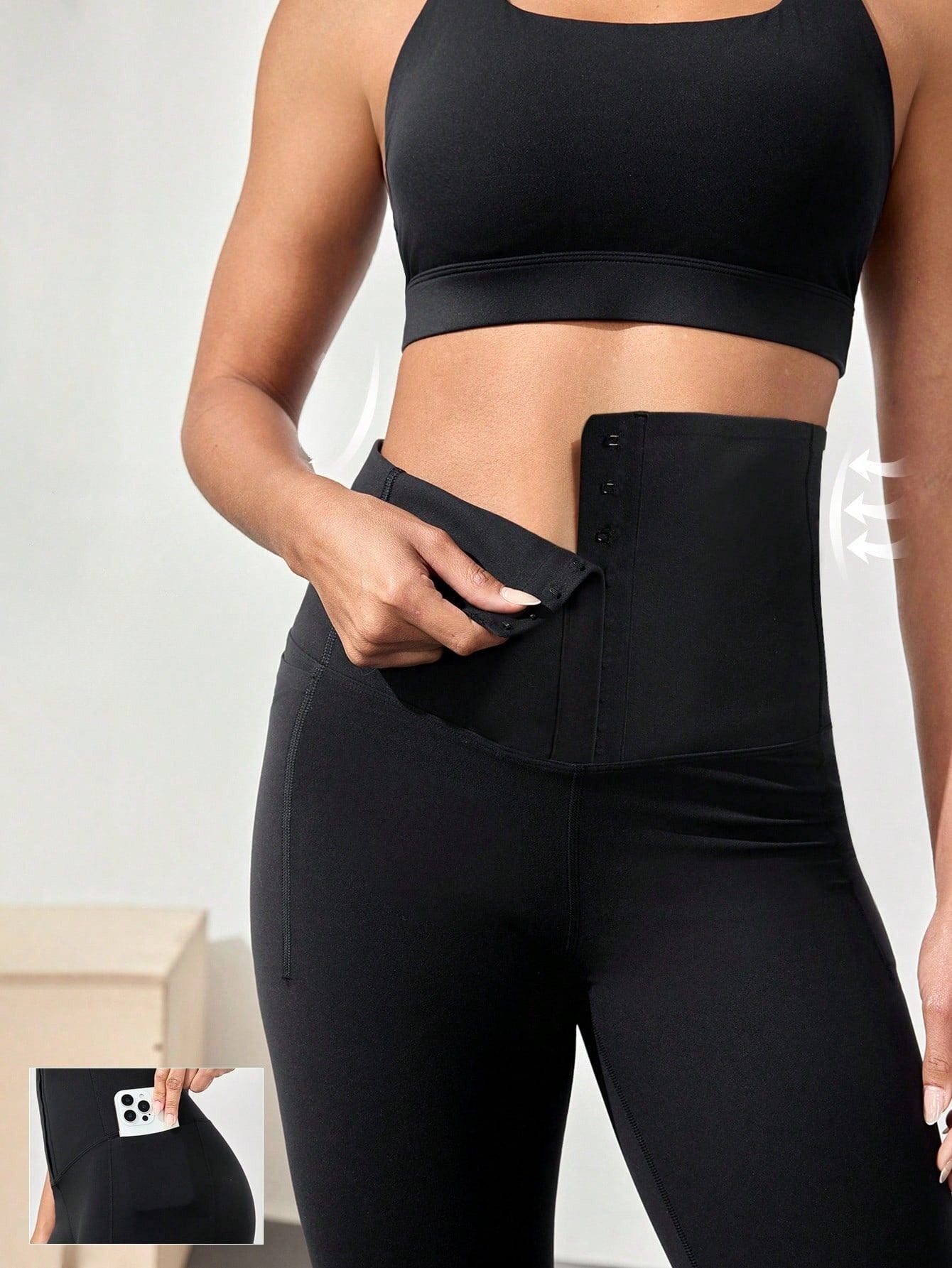 Legging Cintura Alta Com Fecho Em Colchetes