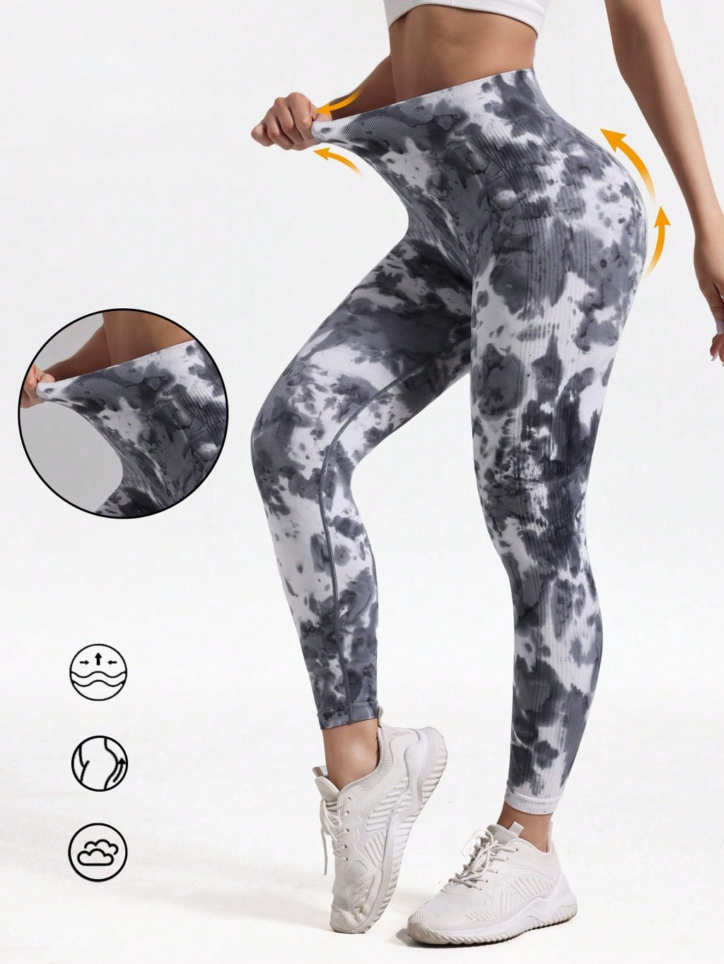 Legging Seamless Cintura Alta Com Estampa Abstrata Compressiva