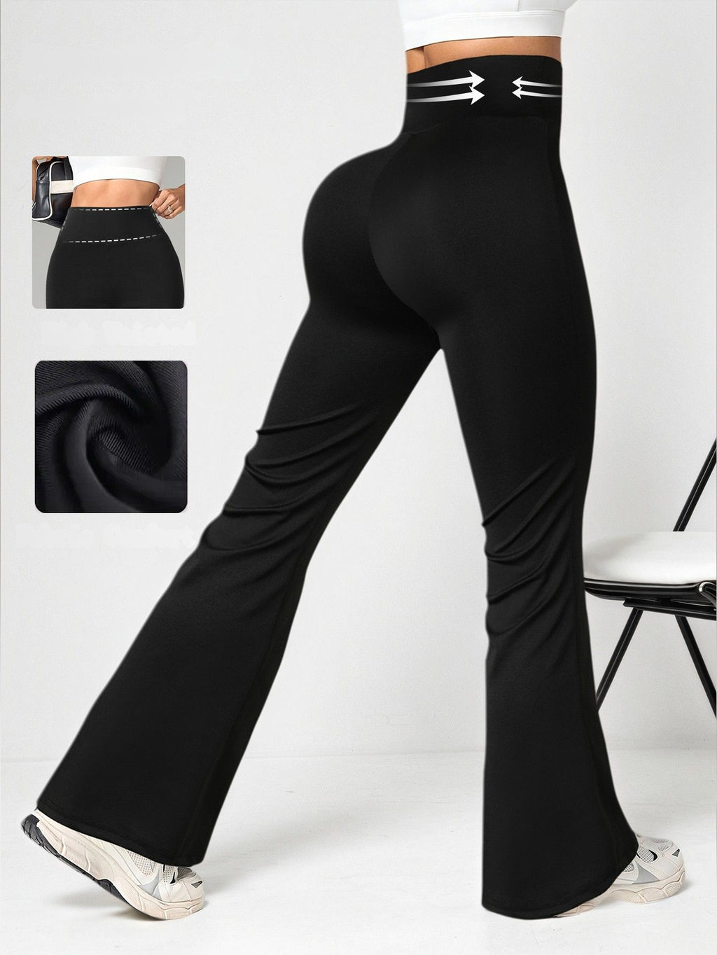 Legging Flare Cintura Alta Com Elasticidade E Caimento Fluido