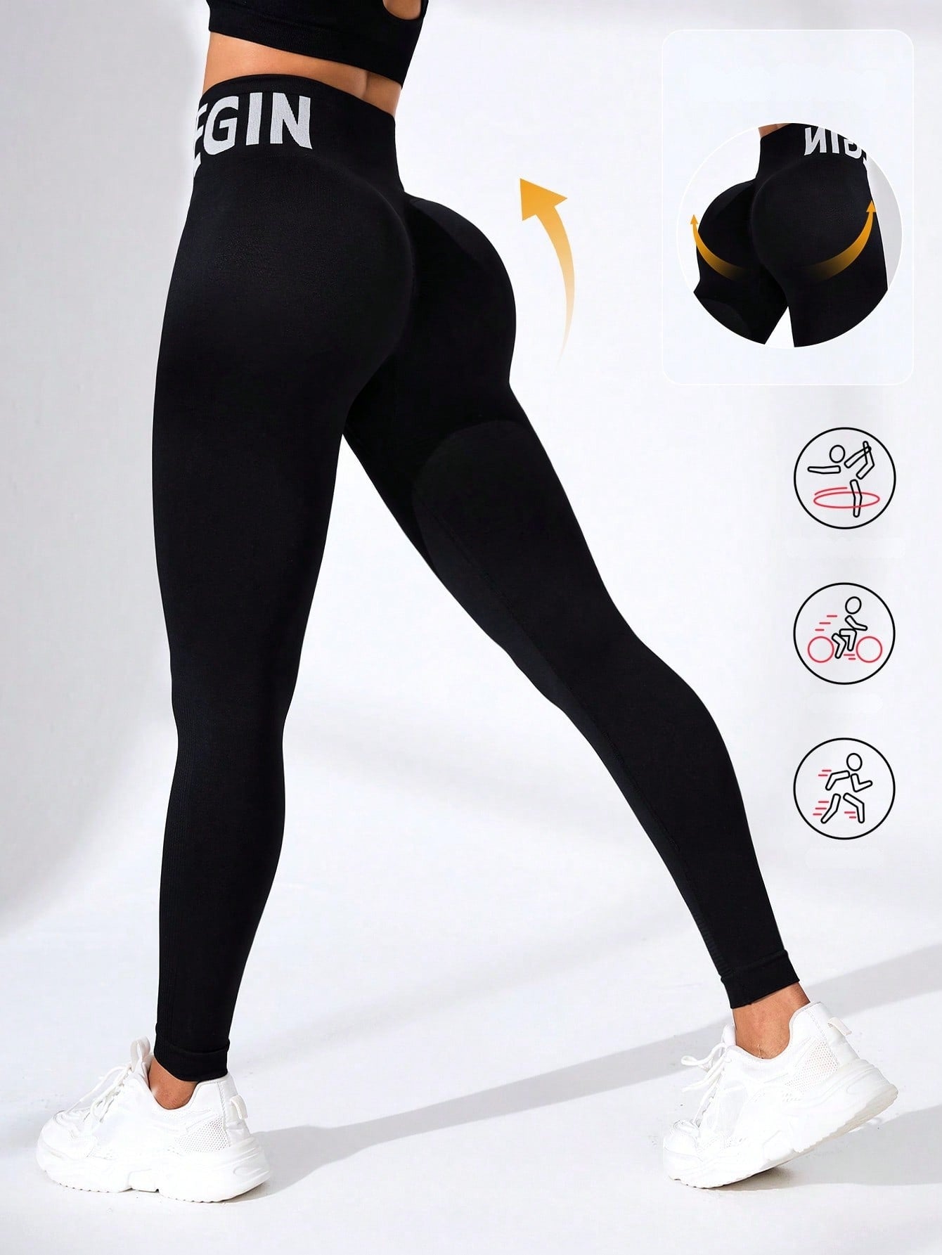 Legging Fitness Sem Costura Cós Largo Empina Bumbum