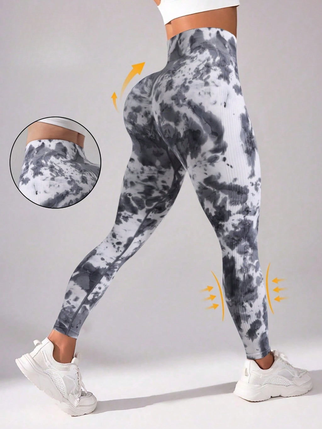 Legging Seamless Cintura Alta Com Estampa Abstrata Compressiva
