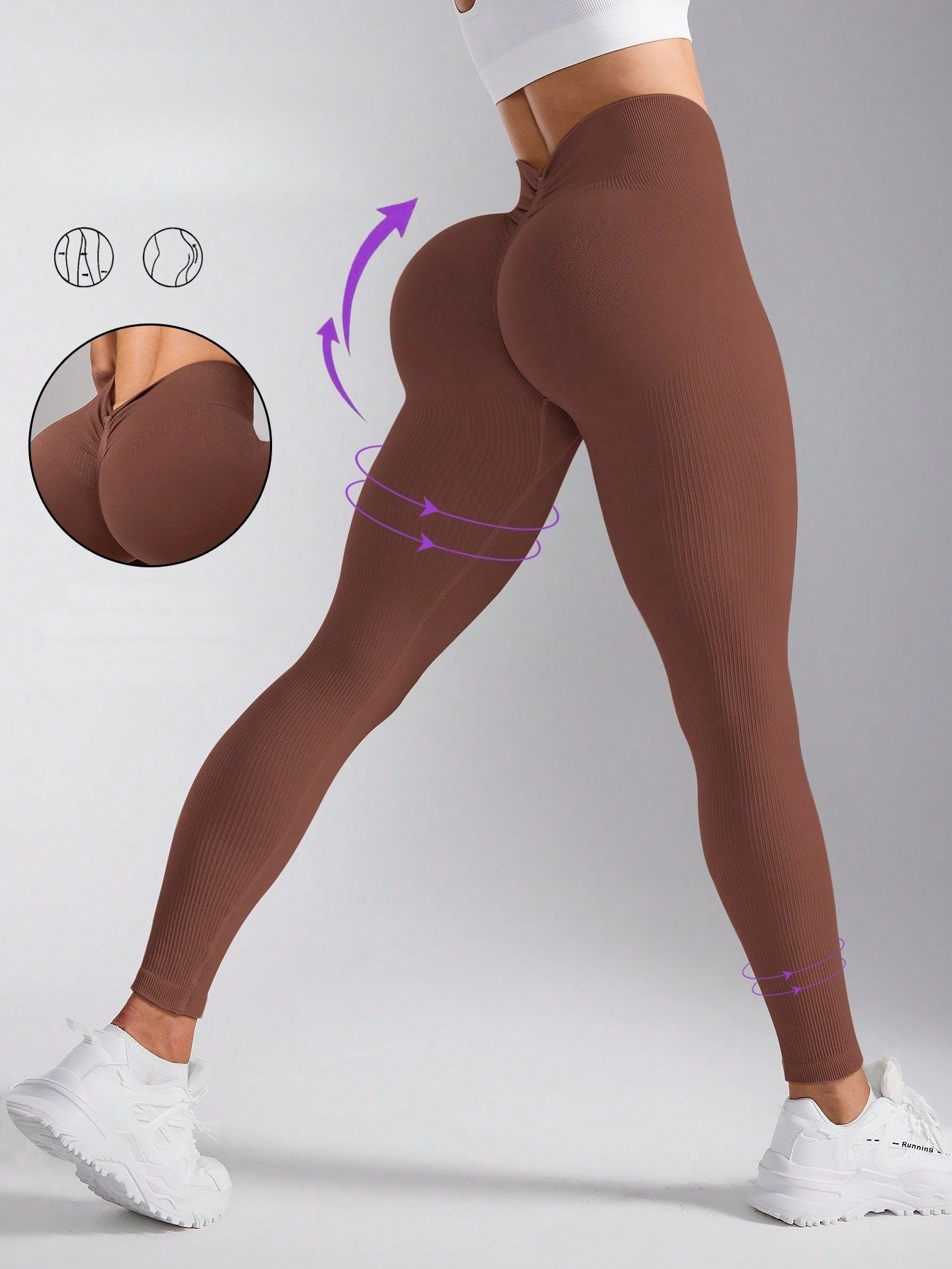 Legging Fitness Sem Costura Tecido De Trama Aparente