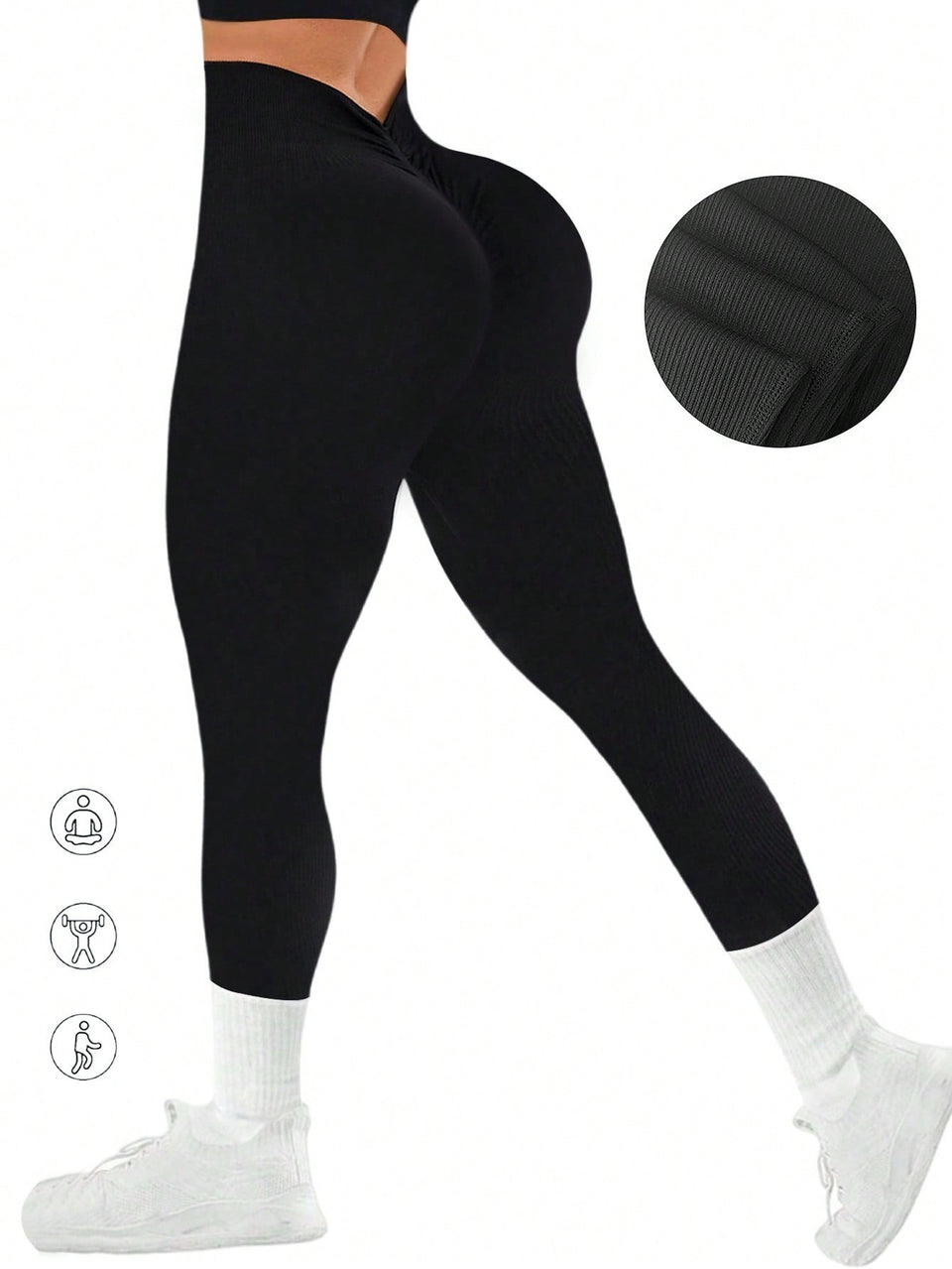 Legging Fitness Sem Costura Tecido De Trama Aparente