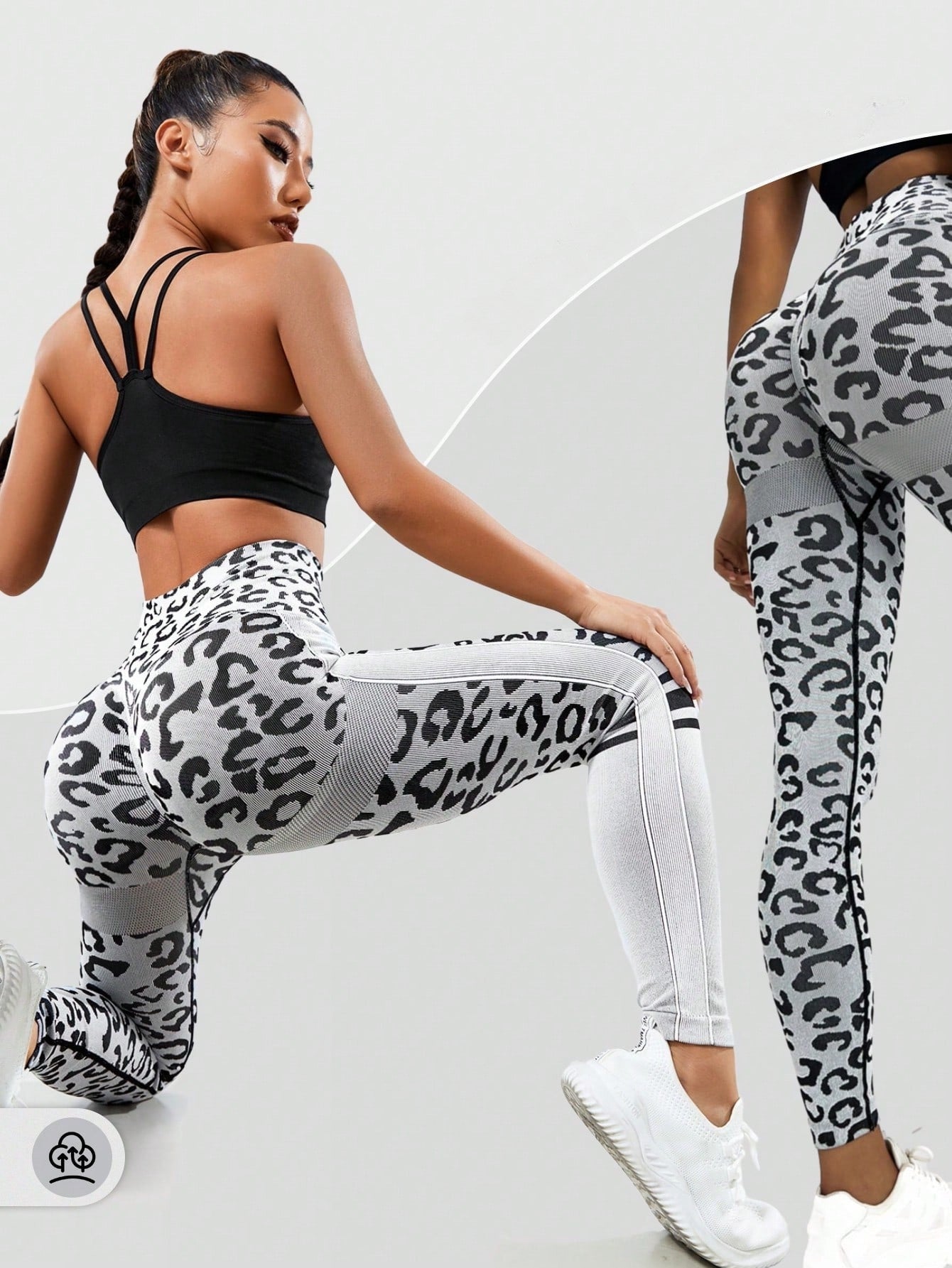 Legging Fitness Estampa Animal Com Painel Lateral Listrado
