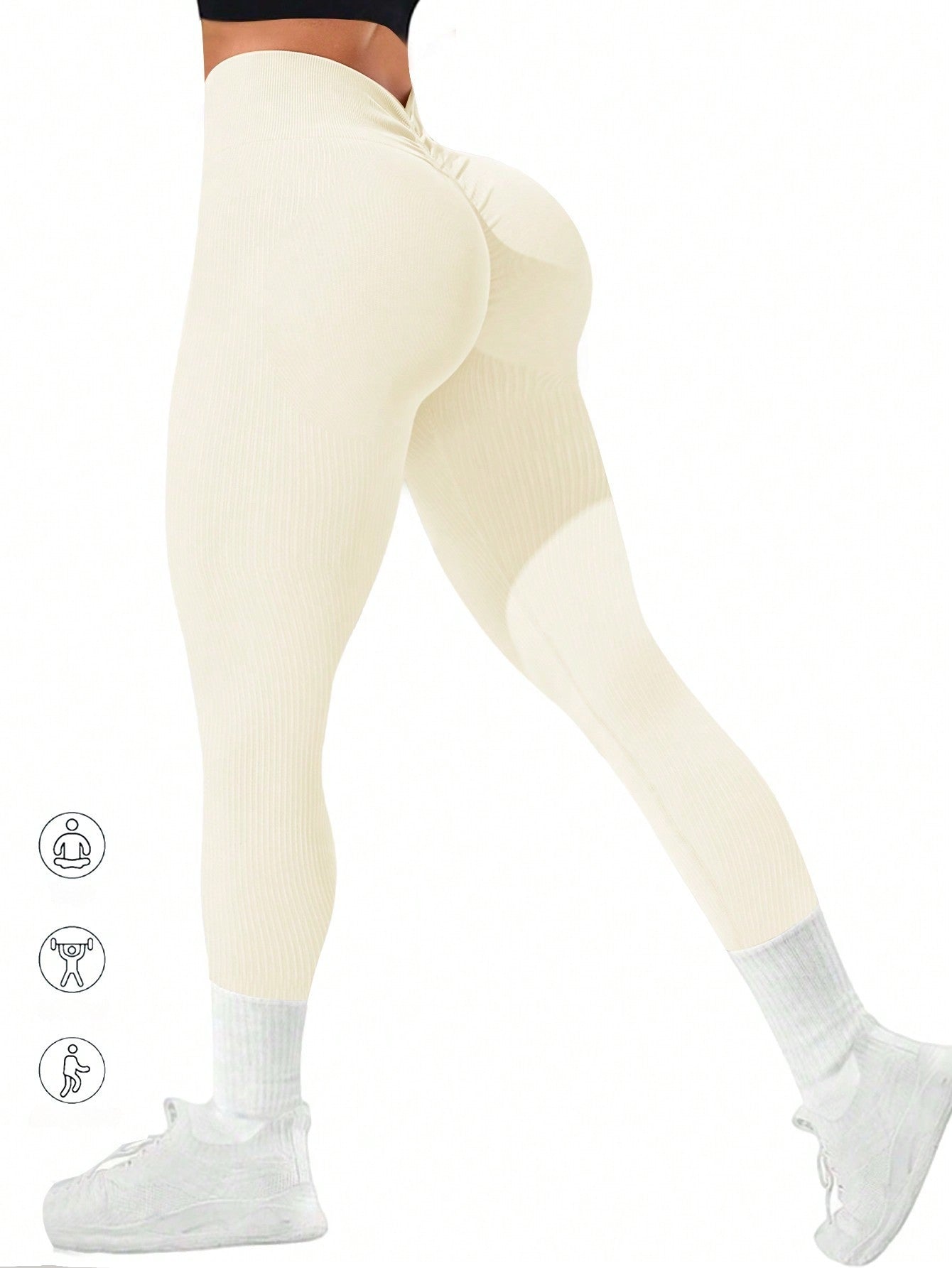 Legging Fitness Sem Costura Tecido De Trama Aparente