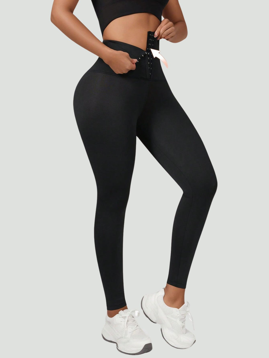 Legging Cintura Alta Com Compressão Abdominal E Fecho Frontal