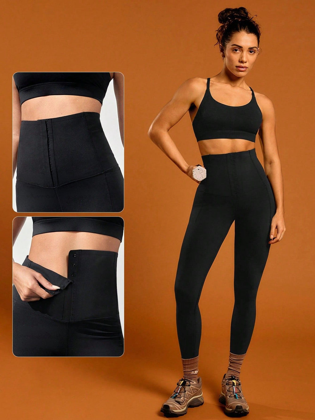 Legging Cintura Alta Com Fecho Em Colchetes