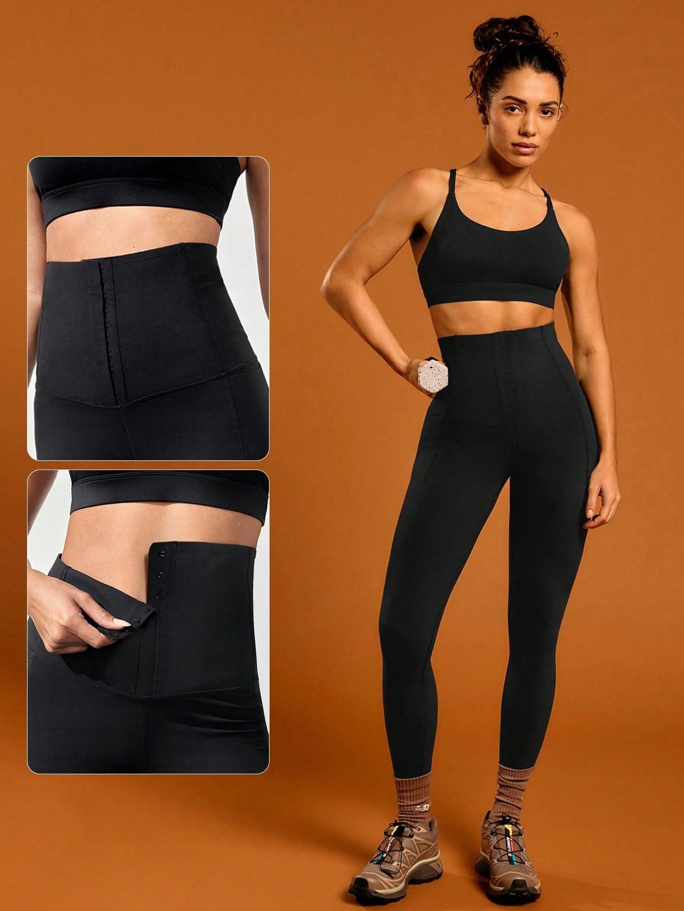 Legging Cintura Alta Com Fecho Em Colchetes