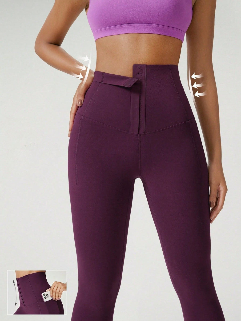 Legging Cintura Alta Com Fecho Em Colchetes