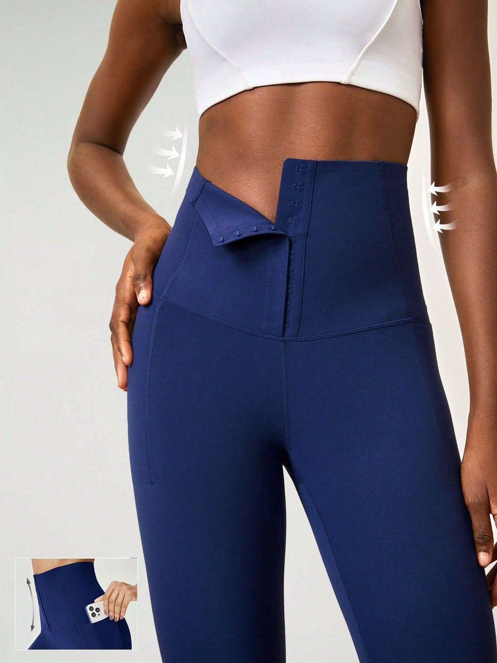 Legging Cintura Alta Com Fecho Em Colchetes